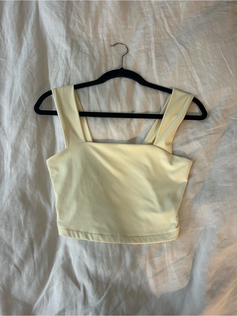 Dynamite Pale Yellow Square-Neck Cropped Tank